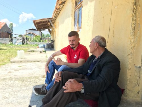 Red Cross Albania staff carrying out household survey for the FRMC Baseline study.