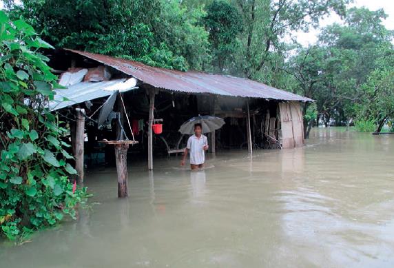 Man stood in flood water