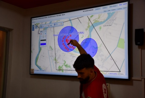Presentation of flood emergency scenario during emergency operations centre launch in Albania