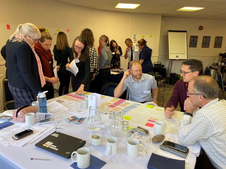 A mind mapping session with local stakeholders in Lowestoft, November 2019 as part of flood resilience buildings activities. Photo: Sara Mehryar
